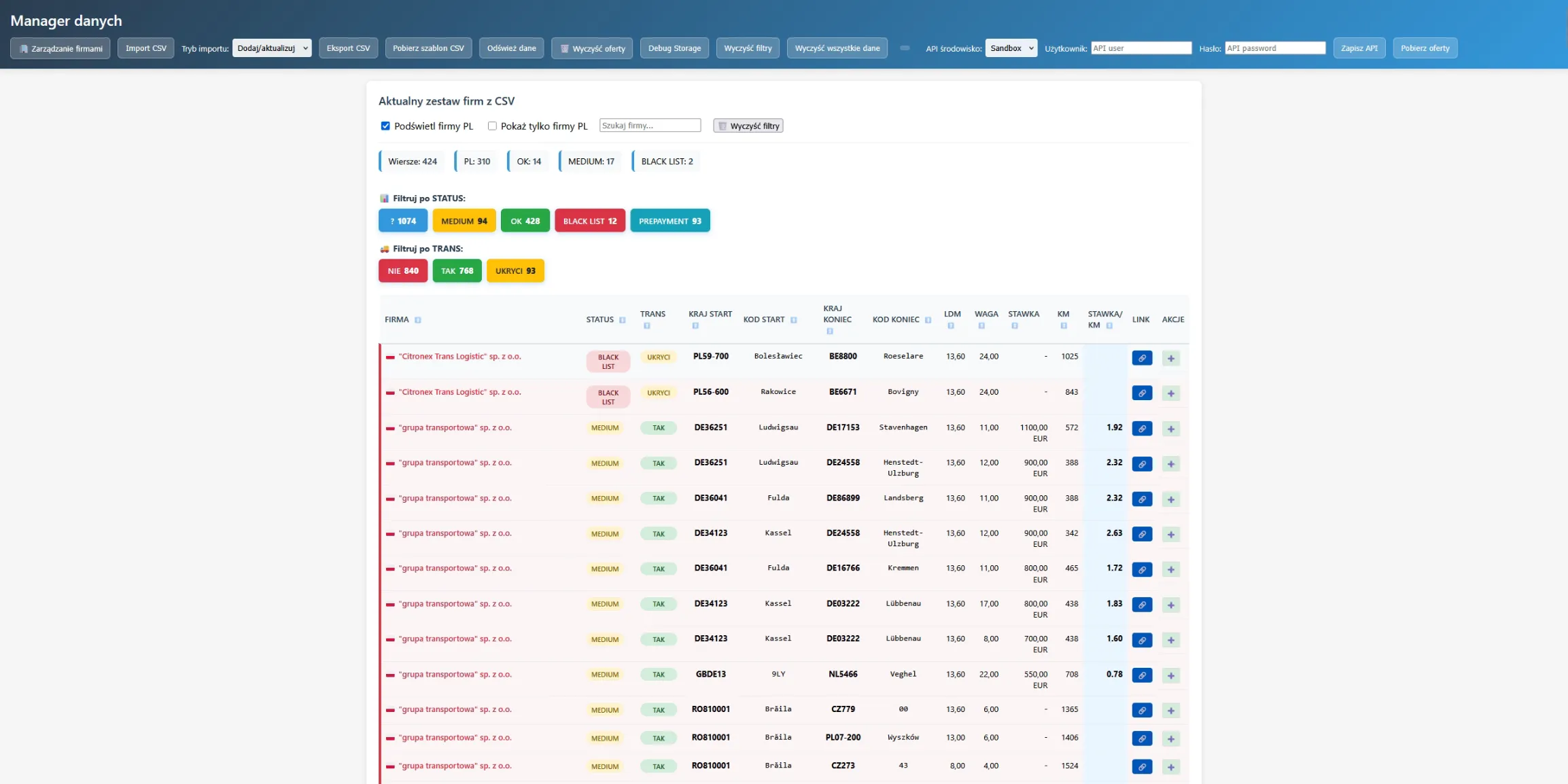 Timocom Plugin Interface